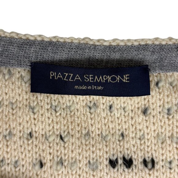 Piazza Sempione Women's Cream/Black Speckled Wool Blend Knit Cardigan in Size 10 - Picture 8 of 11